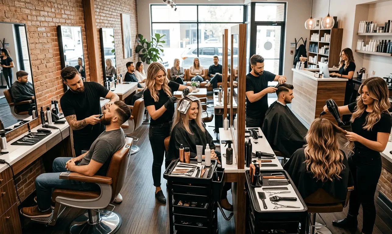 personas trabajando en la peluqueria