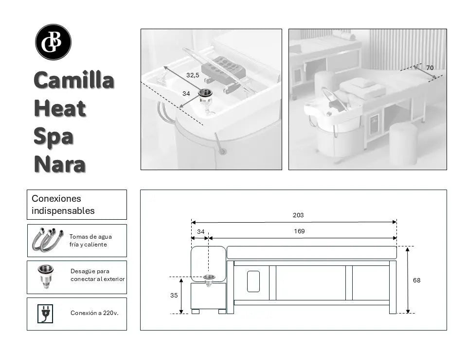 Lavacabezas Spa con vapor Nara