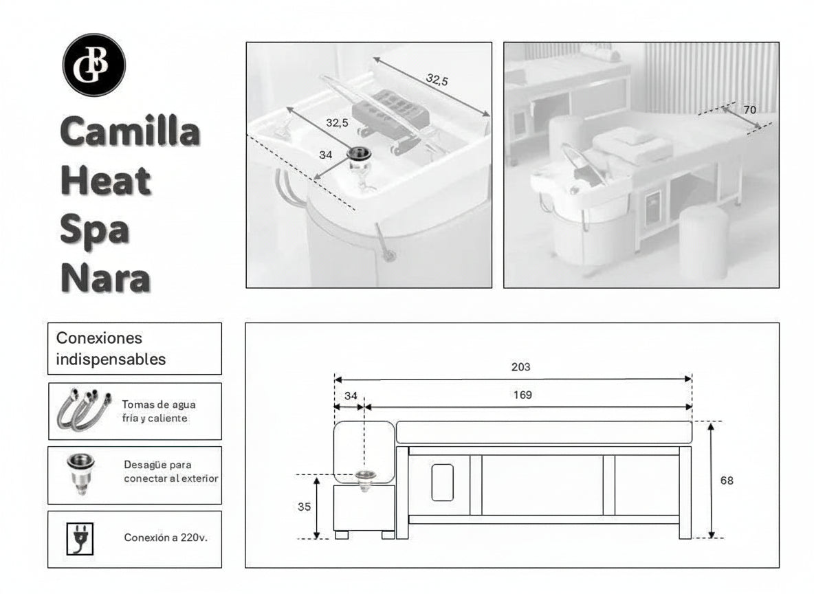 Lavacabezas Spa con vapor Nara
