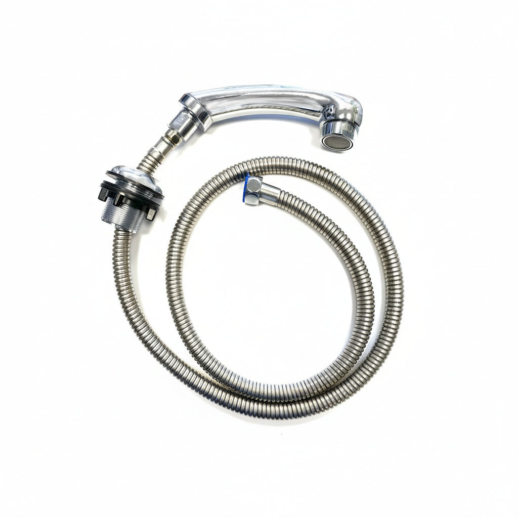 Ducha cromada con flexo inox para Lavacabezas