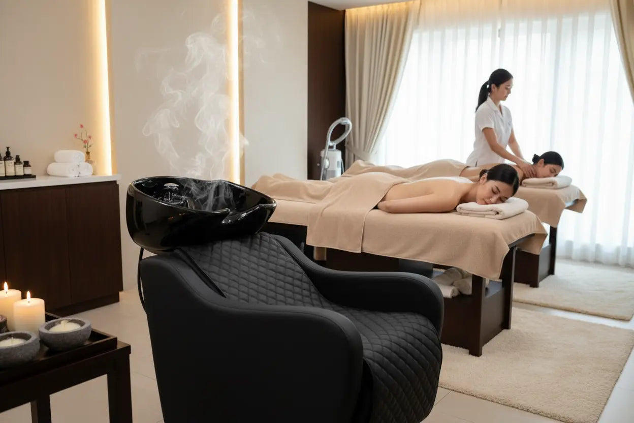 Lavacabezas con masaje y elevación de pies Evan Grupo Belleza