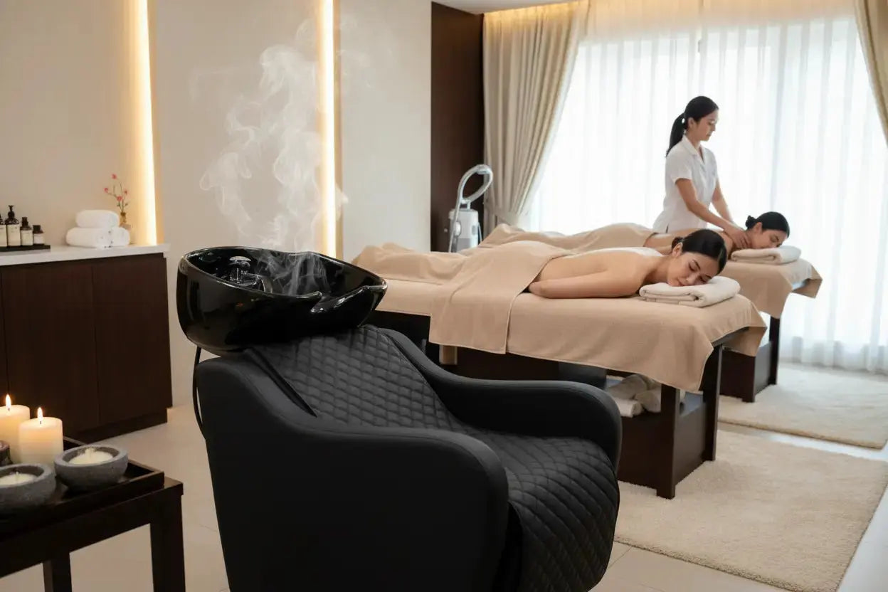 Lavacabezas con masaje y elevación de pies Evan Grupo Belleza