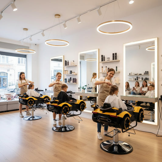 render de silla peluquería para niños Porche