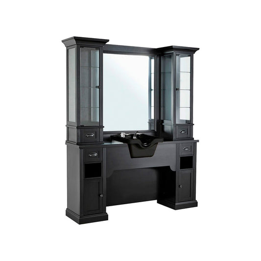 Tocador De Barberia Con Lavacabezas (Pica Negra) y Vitrina WILLIAM 1B/22