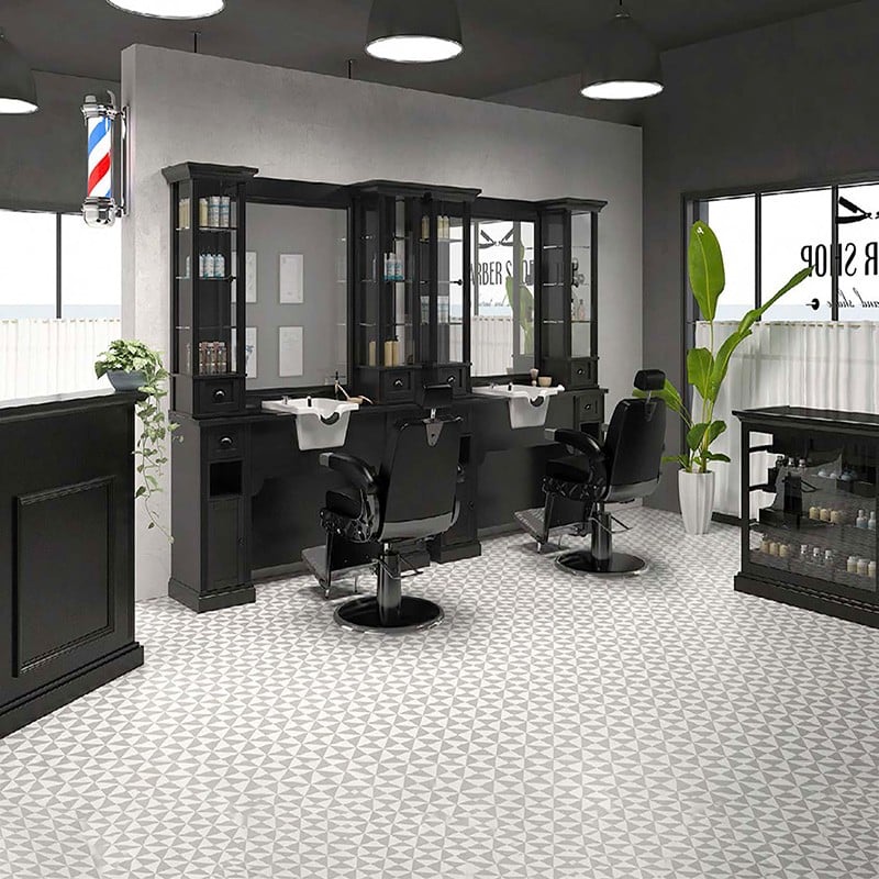 Tocador De Barberia Con Lavacabezas (Pica Negra) y Vitrina WILLIAM 1B/22