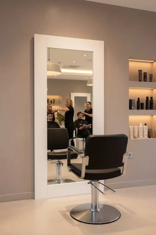 espejo en madera blanco