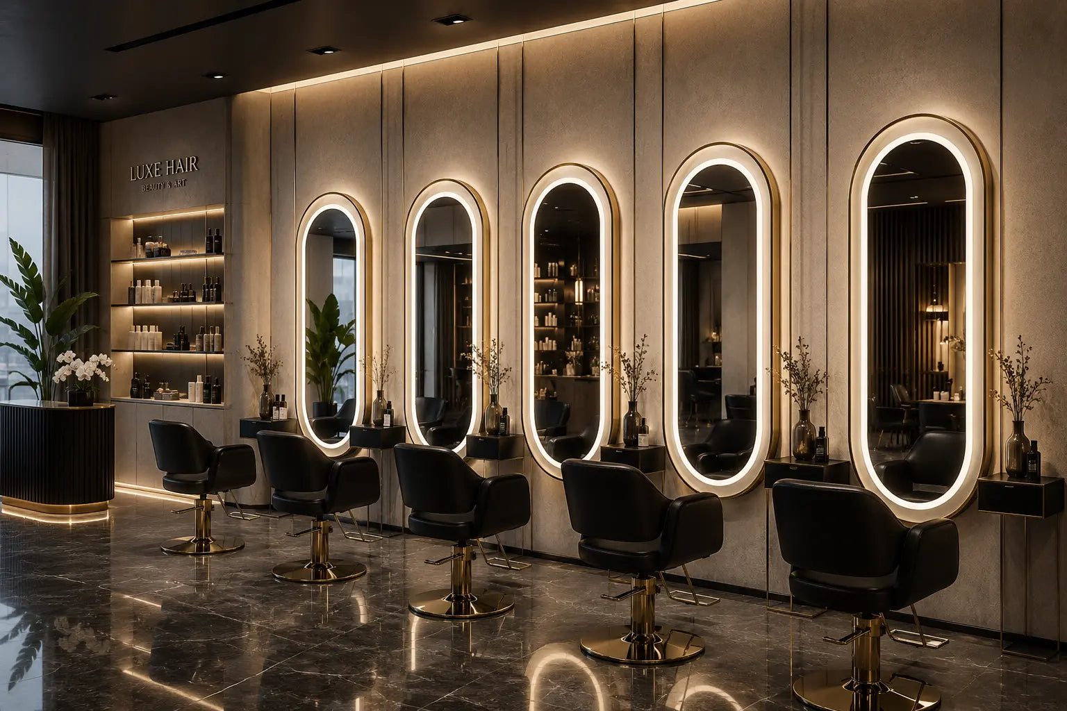 espejo de diseño para peluqueria loop de Grupo Belleza