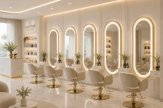 espejo dorado para peluqueria loop de Grupo Belleza