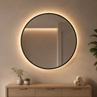 espejo redondo con luz led