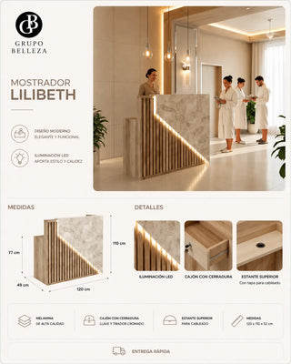 ficha tecnica Mostrador para recepción de Grupo Belleza
