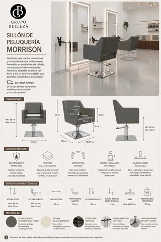 la mejor silla de peluqueria, ficha tecnica