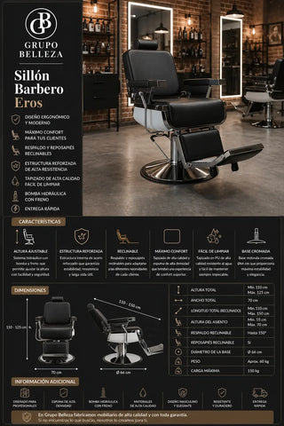silla de barbero eros_ Grupo Belleza