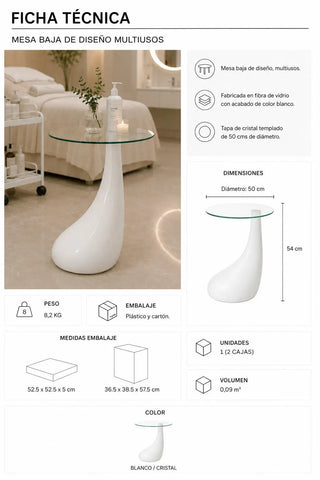 Mesa baja de cristal grupo belleza