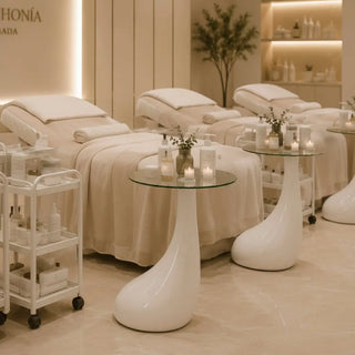 Mesa baja de cristal grupo belleza