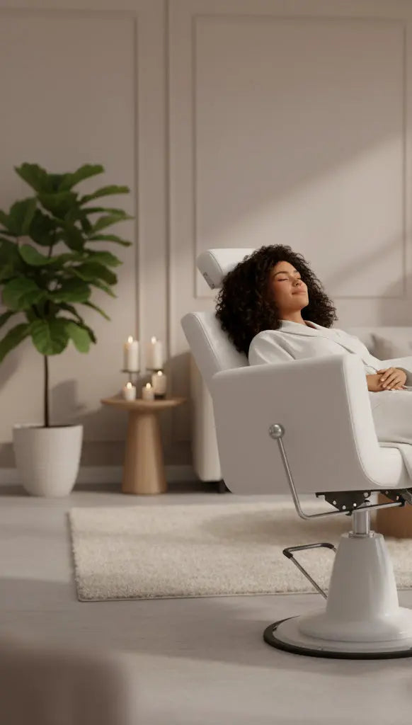 silla reclinable de maquillaje con cabezal