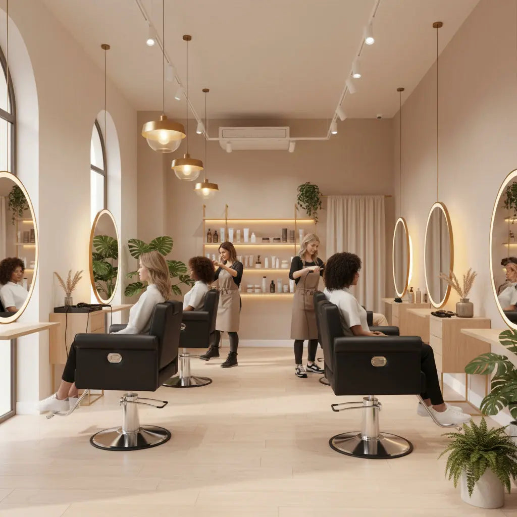 render de silla de peluqueria reclinable