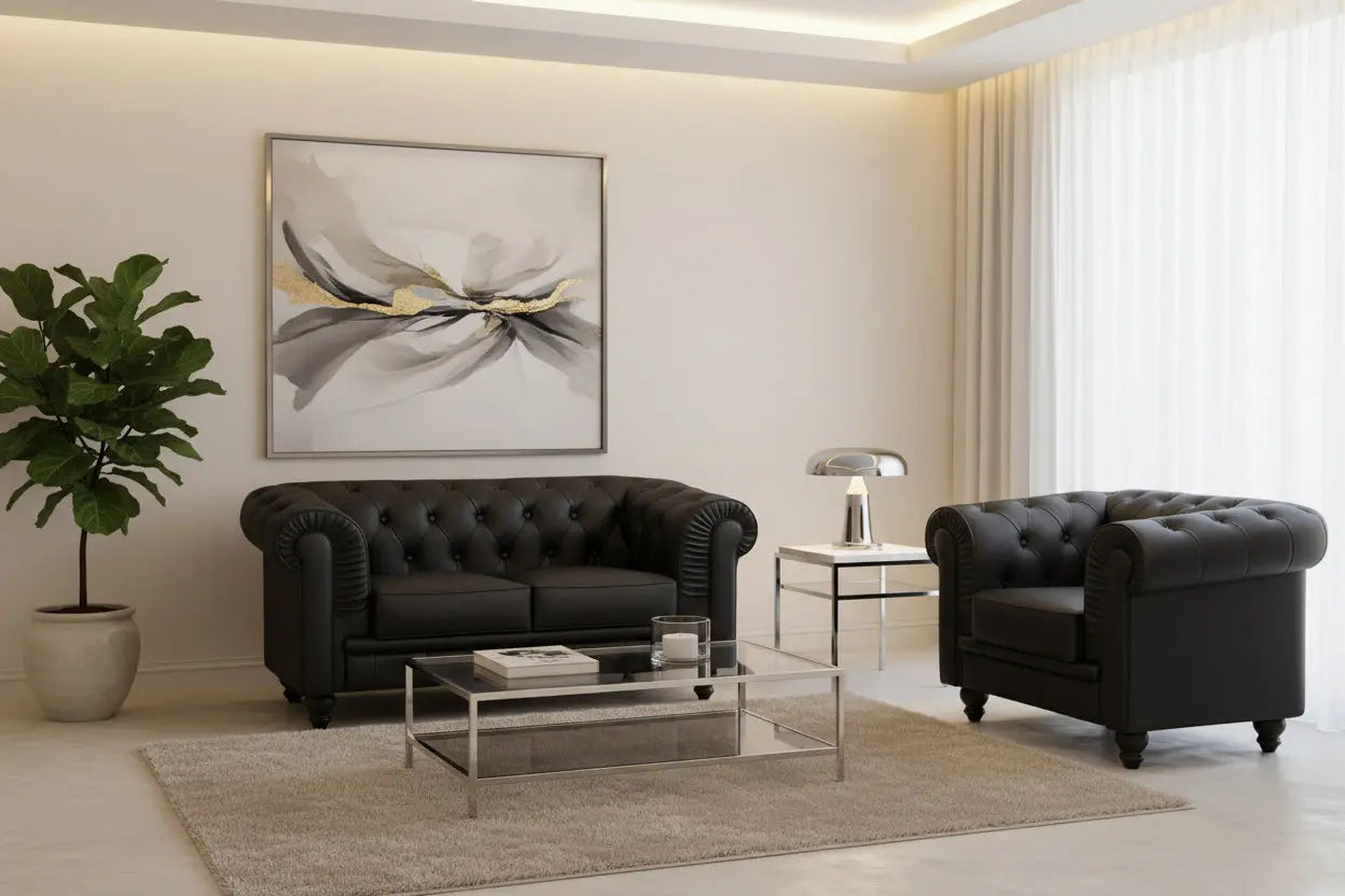 Sofá Sorrento doble negro Grupo Belleza