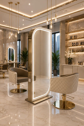 Espejo doble de peluqueria con led