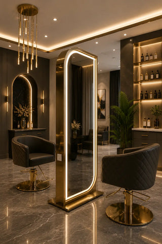 Espejo doble de peluqueria con led
