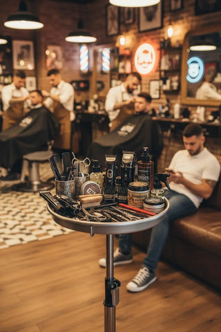 soporte de productos para barberia