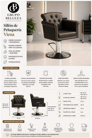detalles silla de peluqueria Viena