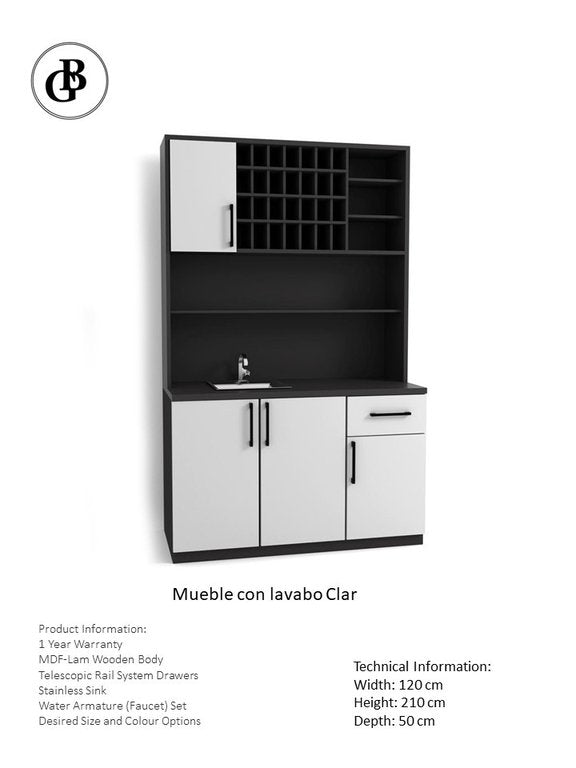 Mueble tecnico con lavamanos Clar