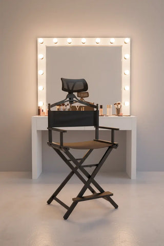 Silla de maquillaje plegable con cabezal extraible